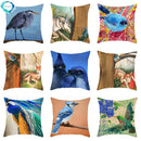 Blue Bird Print Cushion Cover by Ljojo - Home Decor Pillow Case for Sofa Bed