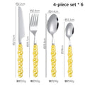 Ljojo 24-Piece Pearl Handle Luxury Cutlery Set - Stainless Steel Knife Fork Spoon Shell Spoon Kit