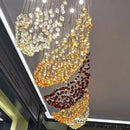 Ljojo Luxury Glass Stone LED Chandelier for Living Room, Modern Pendant Light