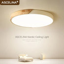 Ljojo Macaron Nordic LED Ceiling Light - Wooden Living Room Bedroom Dining Lamp