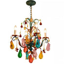 French Colorful Restaurant Chandelier Art Glass Lamp by Ljojo - Romantic Retro Crystal Candle Bedroom Lamp