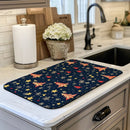 Christmas Tree Snow Stars Drying Mat - Non-Slip Absorbent Kitchen Placemat by Ljojo