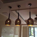 Ljojo Etched Lampshade Wrought Iron Chandelier Industrial Pendant Lamp for Dining Living Room