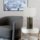 Ljojo Luxury Gold Metal Fabric Shade LED Desk Lamp