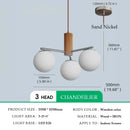 Ljojo Medieval Walnut Wood Glass Ball LED Pendant Lights Chandelier for Home Decoration