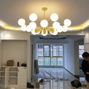 Ljojo Modern Lustrous Glass Chandelier Ceiling Light Elegant Indoor Lighting for Living Room Dining Room