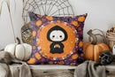 Halloween Skulls Witch Hat Patterned Pillow Cover by Ljojo for Sofa, Bedroom, Car