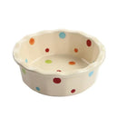 Ljojo 5.5" Ceramic Polka Dot Fruit Bowl - Korean Style Dessert Dish & Tableware