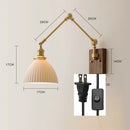 Ljojo Long Arm LED Wall Light with Pull Chain Switch & Walnut Canopy