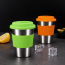 Ljojo 304 Stainless Steel Coffee Cup with Cover, Portable Travel Mug, 350ml