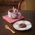 Ljojo 10oz Korean Style Ceramic Coffee Mug with Saucer Hand Painted Tea Cup Set
