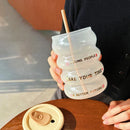 Ljojo 520ml Glass Tumbler with Silicone Lid and Straw for Beverages
