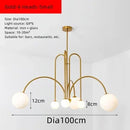 Ljojo Milky White Glass Ball Chandelier LED Light Fixture for Kitchen Dining Living Room