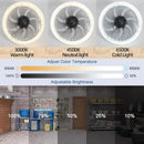 Ljojo LED Fan Light E27 Dimmable Silent 4-Speed Strong Winds Ceiling Fan Light