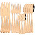 Ljojo 16-Piece Gold Stainless Steel Cutlery Flatware Set for Dining