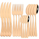 Ljojo 16-Piece Gold Stainless Steel Cutlery Flatware Set for Dining