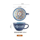 Ljojo 400ml Bohemian Ceramic Mugs for Coffee, Milk, Oatmeal, Microwaveable