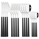 Ljojo 16-Piece Stainless Steel Cutlery Set with Imitation Wooden Handles