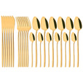 Ljojo 24-Piece Stainless Steel Dinnerware Set White Silver Flatware Tableware Kit