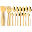 Ljojo 24-Piece Stainless Steel Dinnerware Set White Silver Flatware Tableware Kit