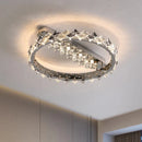 Ljojo Luxury LED Crystal Ceiling Lamp Stainless Steel Chrome Hanging Lights for Home Décor