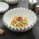 Ljojo Lotus Leaf Insulation Plate, Ceramic Lace Salad Plate, White Double-layer Ceramic Tableware