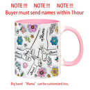 3D Effect Flowers Cup Holding Hands Personalized Name Mug for Children, Mother's Day Gift