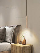 Slim Travertine Pendant Lamp for Kitchen by Ljojo | Stone Ceiling Light Fixture for Bedside Dining