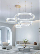 Ljojo Luxury Gold Crystal LED Chandelier Dimmable Pendant Light for Living Room Bedroom