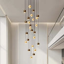 Ljojo LED Crystal Ball Chandelier - Round Gold Staircase Lighting Fixtures