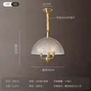 French Medieval Water Pattern Glass Copper Pendant Light LED E14 American Retro Hanging Lamp