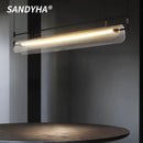 Ljojo Modern Chandelier: Long Acrylic LED Pendant Light for Dining Table and Office Decor