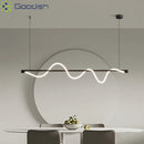 Medieval Bauhaus LED Pendant Lights | Winding Linear Coiling Chandelier for Living Room by Ljojo