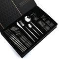 Ljojo 24pcs Gold Stainless Steel Cutlery Set, Mirror Polished Luxury Western Steak Knife Spoon
