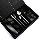 Ljojo 24pcs Gold Stainless Steel Cutlery Set, Mirror Polished Luxury Western Steak Knife Spoon