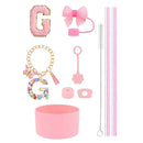 Ljojo 10-Piece Tumbler Accessories Set: Straw, Cover, Cap, Boot, Spill Proof Stopper, Letter Keychain, Charm, Sticker