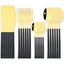 Ljojo 24-Piece Black Stainless Steel Cutlery Set Flatware Tableware Silverware Kit