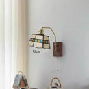 Japanese Retro Wall Lamp Brass Tiffany Shade LED Bedroom Bedside Light Ljojo