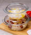 Ljojo 1400ml Glass Bowl with Lid - Heat-Resistant Microwave Soup & Salad Plate