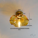 Ljojo Modern Amber Glass LED Ceiling Lights with Copper Socket for Home Decoration