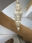 Ljojo Luxury Crystal Chandelier for Villa Living Room and Spiral Staircase
