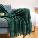 Ljojo Luxury Caramel Knitted Throw Blanket with Wave Tassels