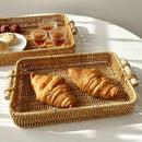 Ljojo Living Room Tray Fruit Basket Bread Plate Snack Basket Woven Wedding Plate
