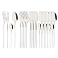 Ljojo 24-Piece Stainless Steel Cutlery Set - Black Mirror Finish