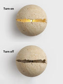 Japanese Wabi Sabi Circular Yellow Cave Stone Wall Lamp for Bedroom Decor by Ljojo