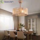 Bamboo Rattan Circle Cage LED Ceiling Fan Light for Home Decor Chandeliers by Ljojo