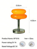 Ljojo Macaron Glass Table Lamp Trichromatic Dimming Bedroom Night Light