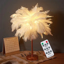 Feather Table Lamp with Remote Control USB Power Night Light for Ljojo Brand