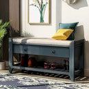 Ljojo™ Shoe Bench with Cushioned Seat, 2 Drawers, Slatted Shelf
