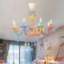 Ljojo Macaron Crystal Chandelier Girls Room Princess Light Fixture